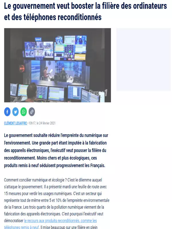 Le gouvernement veut booster la filière des ordinateurs et des téléphones reconditionnés (europe1.fr)
